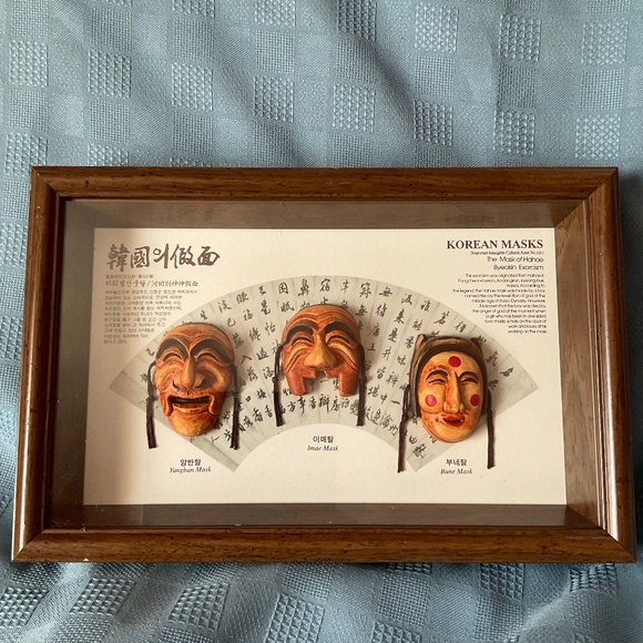 Korean Image Traditional Exorcism Masks Shadow Box Wall Art READ - Picture 1 of 13